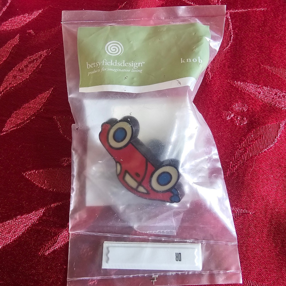 Betsy Fields Design Red Car Drawer Pull Cabinet Knob x1 Sealed Liberty Masco